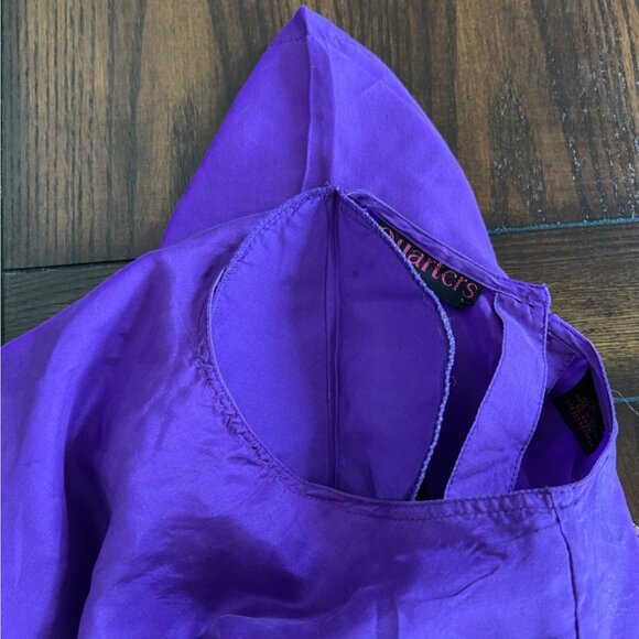 Vintage Quarters Purple Silk Blouse Pullover Shirt Shoulder Pads Keyhole Small - Picture 8 of 9